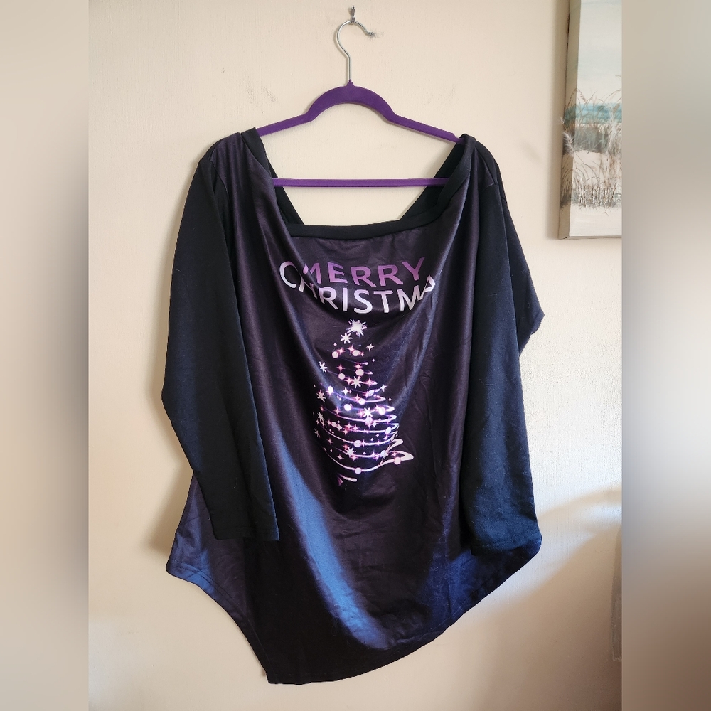 Christmas Plus Size Top 3XL Black NWOT